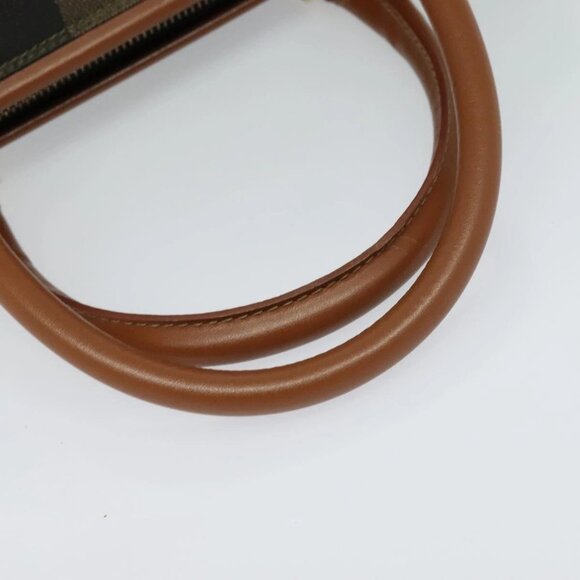 FENDI Pecan Canvas Hand Bag Brown Gold Auth 119578 - Picture 8 of 16